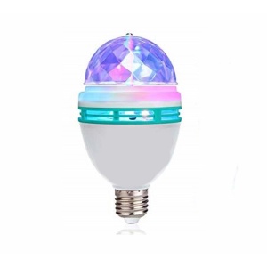 Bec Rotativ Disco LED RGB 3W, Fasung E27, Adaptor pentru priza Inclus