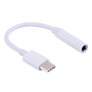 Cablu adaptor USB 3.1 Type-C la jack 3.5mm pentru microfon si casti, alb
