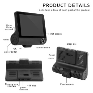 Camera auto tripla fata, spate, interior, design tip monitor, 4 inch, Full HD - Img 4