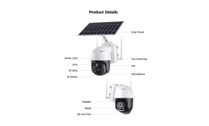 Camera de supraveghere exterior Wireless cu panou solar Pro 2MP, WiFi, FullHD Night Vision, PIR, rezistenta la apa IP66, senzor de miscare, comunicare bidirectionala, rotire din aplicatie - Img 2