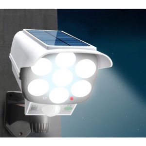 Camera falsa de supraveghere cu 77 de LED-uri, incarcare solara si senzor de miscare, Alb - Img 3