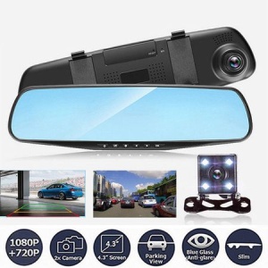 Camera Video Auto Dubla Tip Oglinda, Meniu Limba Romana, Full-HD 1080p, Display 4.3 Mod Parcare, G Senzor, Detectie Miscare, Unghi larg filmare marca Reflection Vision® - Img 2