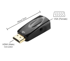 Convertor scurt HDMI la VGA + cablu audio, adaptor digital in analog pt laptop, PC, proiector, receiver TV, Xbox, Playstation 1080p - Img 4