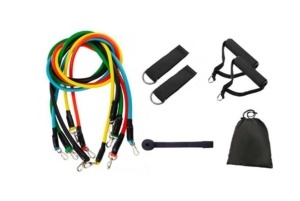 Corzi Elastice Extensor Smartkoob set 10 accesorii+ saculet, cu sistem tip Trainer Ideal pentru Fitness, Yoga, Performanta, Recuperare, Exercitii fizice, Antrenament acasa, Outdoor, Pilates