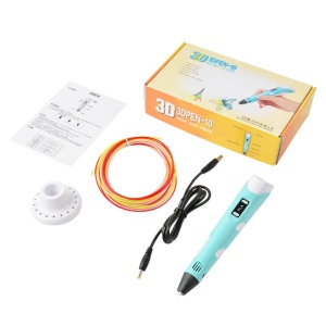 Creion imprimanta 3D, Display LCD, Filament PLA 1.75 mm, 3 culori, 9 m, Alb/Albastru