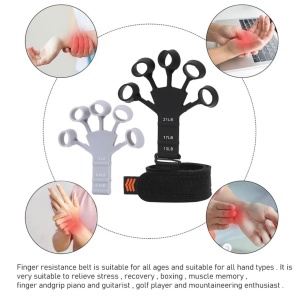 Flexor Degete - Antrenament Maini, Degete, Antebrat, Recuperare Fizica, Diferite Niveluri de Dificultate - Gri - Img 2