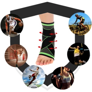 Glezniera elastica Jetitude™, orteza de protectie pentru glezna cu benzi de fixare elastice 1 bucata negru cu verde Marime XL