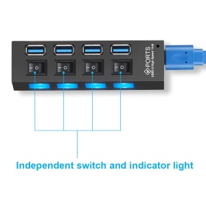 Hub USB 3.0 cu 4 porturi, butoane ON/OFF individuale, led indicator K KATHODE - Img 3