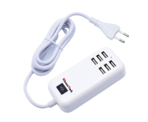 Incarcator Retea, Klausstech, 6 Port-uri, Usb, 6x5v- 3.0 A, 20w, Indicator Led, Alb