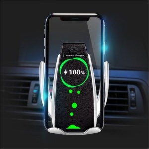 Incarcator, suport auto wireless inteligent,, QC wireless fast charging, Silver-Black, putere in iesire 5w,7,5,10w, compatibil cu toate tipurile de telefon care suporta incarcare wireless - Img 2