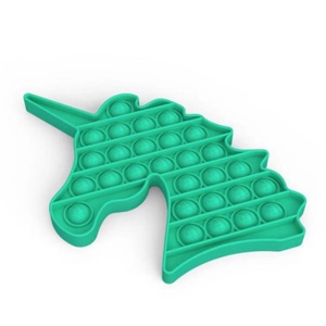 Jucarie antistres din silicon, Pop it now, forma unicorn Turcoaz , 13 cm, Urban Trends ®