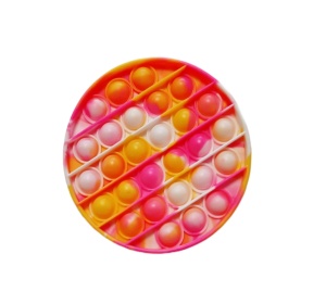 Jucarie senzoriala din silicon Pop it, antistres, marbel roz