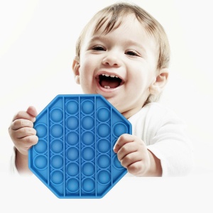 Jucarie senzoriala din silicon Pop it forma octogonala Fidget Toy Pop Bubble antistress teleMAG albastru - Img 2