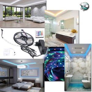 Kit 2 benzi LED RGB lumina multicolora 10 m cu telecomanda 24 taste si transformator 2A, ECD Germany, 5 m + 5 m, 4 W/m, 60 LED-uri/m, SMD 3528, pentru interior, IP20 - Img 4