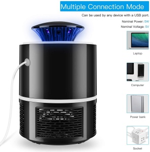 Lampa Anti Tantari cu UV BellFyd®, fara zgomot si fara radiatii, cu alimentare USB, Interior sau exterior, acoperire 20 mp - Negru - Img 3