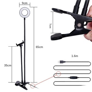 Lampa circulara de birou, 3 moduri de functionare, clema de prindere, suport telefon K KATHODE - Img 2