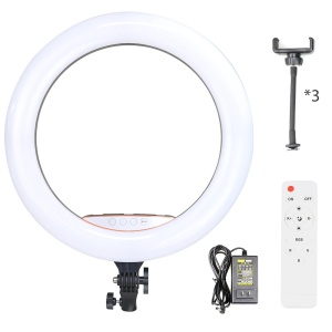 Lampa circulara profesionala RGB, touch control si telecomanda, 3 suporturi pentru telefon, diverse jocuri de lumini, 3 nuante de alb, diametru 45 cm, trepied 210 cm K KATHODE - Img 7