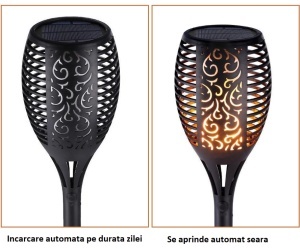 Lampa solara cu efect de flacara tip tarus - 33 LED-uri, Soleil World, 58.5 x 10 cm, negru - Img 4
