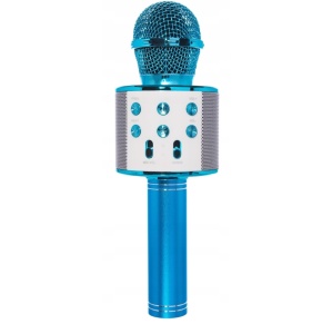 Microfon karaoke copii, wireless, cu acumulator, compatibil cu iOS si Android WS-858, functie de schimbare a vocii, albastru