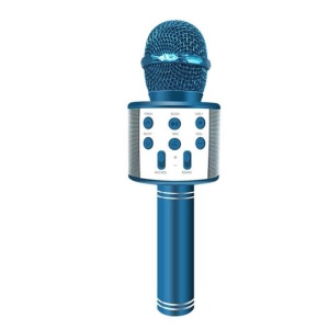 Microfon karaoke copii, wireless, cu acumulator, compatibil cu iOS si Android WS-858, functie de schimbare a vocii, albastru - Img 3