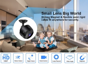 Mini Camera de Supraveghere Ultradion A9, Dispozitiv pentru Spionaj, Design Compact, Subtil si Usor de Ascuns, Aplicatie pentru telefon, Wifi, Stand Magnetic, 500 mAh, Senzor miscare, Vedere nocturna, Negru - Img 6