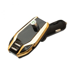 Modulator auto FM, car kit bluetooth, transmitator FM, Transmitator Bluetooth wireless, adaptor FM, modulator muzica Handsfree Mp3 Player, audio USB, design elegant, Auriu - Img 2