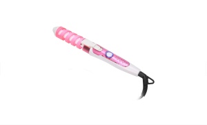 Ondulator ceramic, putere 35 W, pentru bucle, lungime cablu 110 cm, temperatura maxima 180 grade, alimentare La retea, Roz/Alb - Img 4