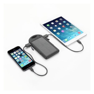 PowerBank , baterie externa portabila cu incarcare solara 5 000mAh, 2x USB si lanterna incorporata, culoare Albastra - Img 3