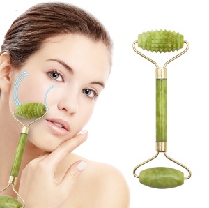 Rola pentru masaj facial din piatra jad, Massage Roller, ADM, Verde - Img 5