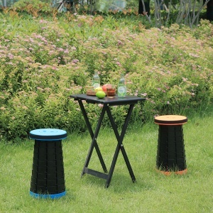 Scaun rotund telescopic, MAKS, portabil, retractabil, extensibil, pliant, pentru outdoor, camping, pescuit, albastru - Img 3
