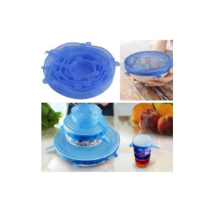 Set 12 Capace Silicon Premium flexibile , inlocuitor folie strech, dimensiuni diferite, reutilizabile, elastice, Albastru transparent, Regal trade - Img 3