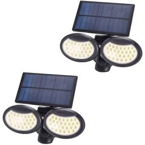 Set 2 lampi ajustabile cu incarcare solara, K KATHODE, SH-056, 56 x LED SMD, senzor de miscare/amurg/stare de veghe, Negre