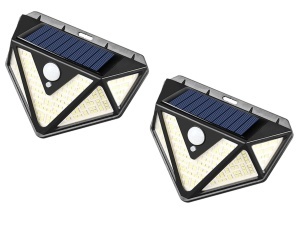 Set 2 x lampa cu incarcare solara, 166 x LED SMD, senzor de miscare/lumina/stare de veghe, buton ON/OFF, CL-166, K KATHODE
