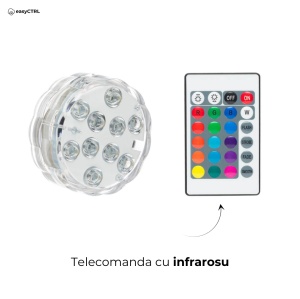 Set 2 x Lampa LED rezistenta la apa, RGB, pentru, cada, acvariu, pahar, jacuzzi, piscina, cu telecomanda, 7 x 2.7 cm - Img 11