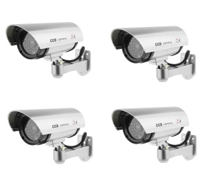 Set 4 camere de supraveghere false Tiessa®, exterior, led indicator, gri