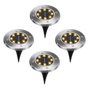 Set 4 Lampi Solare Gradina Tip Spot Vaxiuja,600mAh,8x LED,Rezistent La Apa IP65,Otel Inoxidabil,Alb Cald