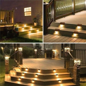 Set 4 lampi solare pentru trepte, iluminare LED, Rezistent la apa IP65, 5W, 8x4.5x4.2 cm, VIELLAN, Maro - Img 6
