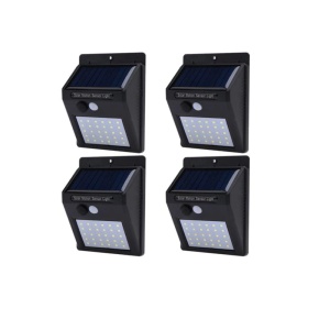 Set 4 lampi solare, Tiessa®, 30 de LED, senzor de miscare, 0.55W