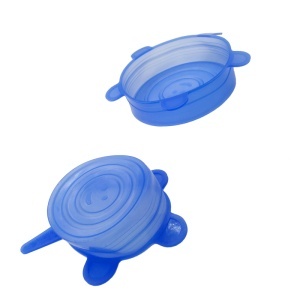 Set 6 capace din silicon extensibile, Albastre - Img 2