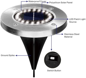 Set 8 lampi solare tip spot pentru gradina, 20 x LED, buton ON/OFF, senzor de lumina, alb rece 18-19 K KATHODE - Img 7