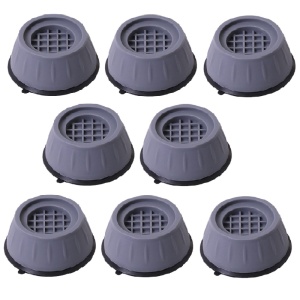 Set 8 picioare/suporti pentru masina de spalat, frigider, uscator, Antivibratii, Antiderapante, Antizgomote, ABS si cauciuc, Gri, 8,5*4 cm