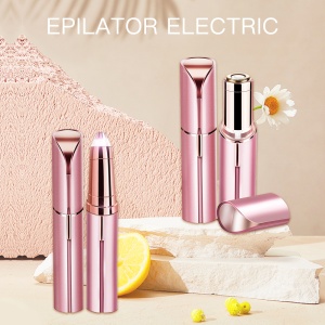 Set epilator facial si trimmer pentru sprancene, SIHOiSi, Lumina LED, Lame metalice, Rose Gold - Img 7