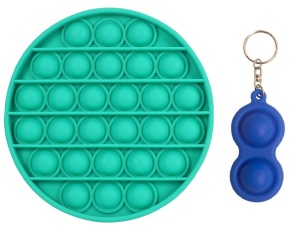 Set jucarii senzoriale antistres Pop It Now, verde + Breloc Pop It Now, albastru