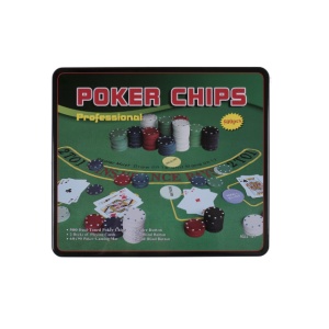 Set Poker 500 Piese, 2 pachete carti, cutie metalica pentru depozitare inclusa