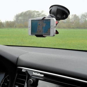Suport Auto Universal cu Ventuza prindere Parbriz si Suprafete Lucioase, cu Protectii din Silicon pentru Telefon, GPS, Negru - Img 5