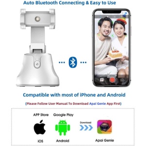 Suport inteligent telefon cu rotire 360 de grade, fotografiere inteligenta, recunoastere automata fata, urmarire live, incarcare cablu micro USB - Img 5