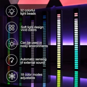 Bara cu leduri RGB, lumina ambientala, sincronizare muzicala, aplicatie, activare sonora, 32 leduri, jocuri de lumini K KATHODE - Img 10