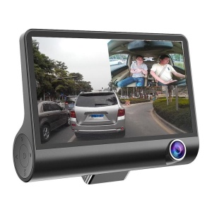 Camera de bord (dubla) DVR 1920 x 1080, 25FPS Full HD 4 inch, senzor G, vedere nocturna, unghi de filmare 170 °, 3 lentile, puteti inregistra fata, spate si interior in acelasi timp - Img 2