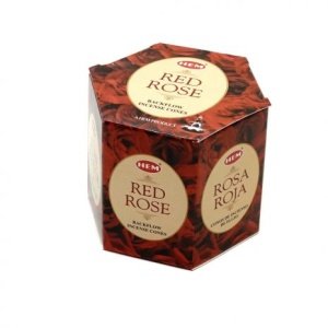 Conuri parfumate HEM Red Rose , backflow fum greu - 40 buc - Img 2