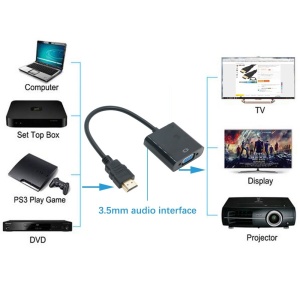Convertor HDMI la VGA + cablu audio, adaptor digital in analog pt laptop, PC, proiector, receiver TV, Xbox, Playstation 1080p - Img 4